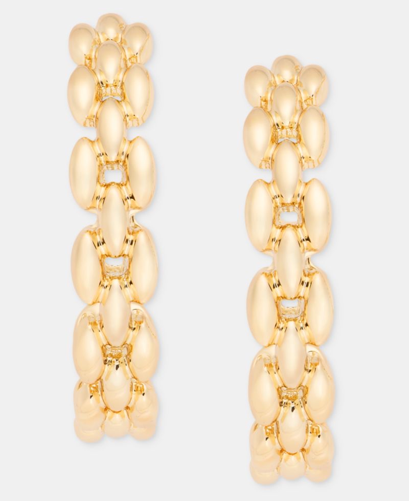 Gold-Tone Chain Link Medium Hoop Earrings, 1.56"