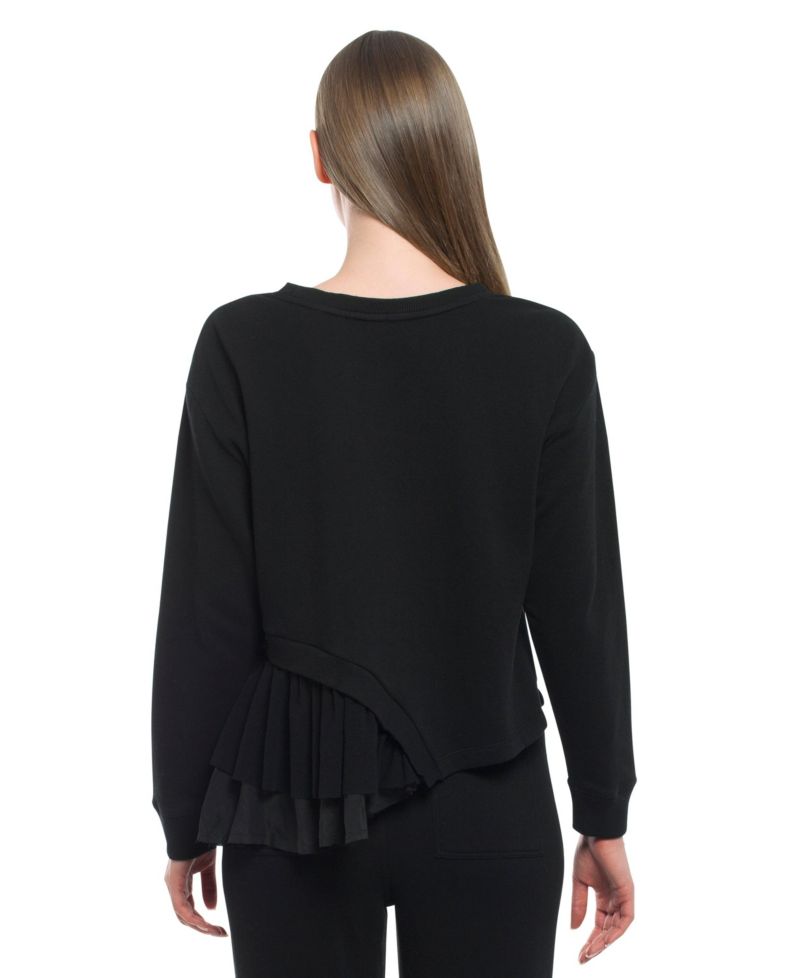 Women's Clothing Round Neck Mix Media Sweatshirt