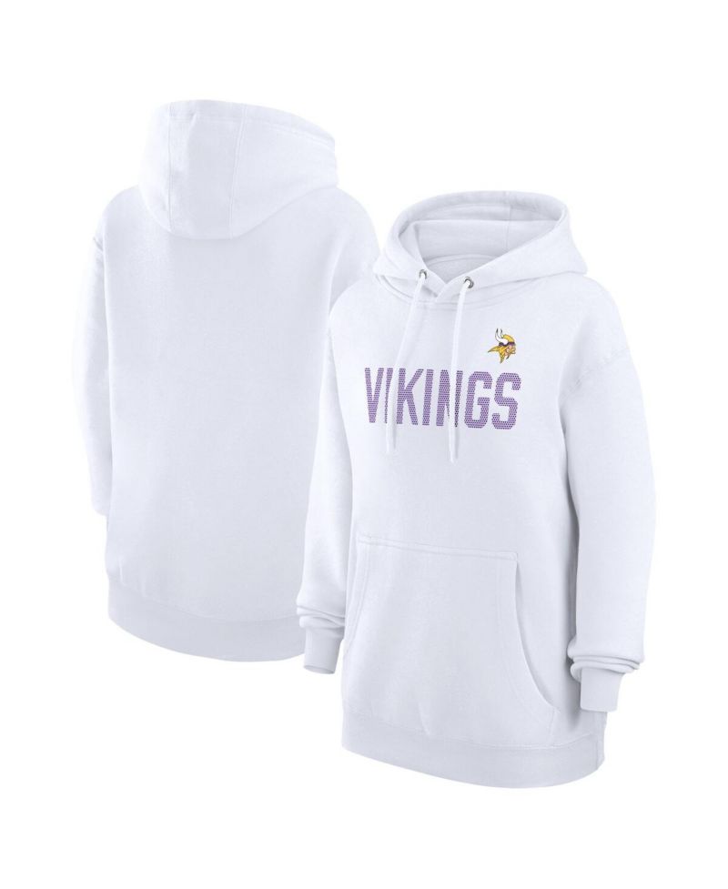 Women's White Minnesota Vikings Dot Print Pullover Hoodie