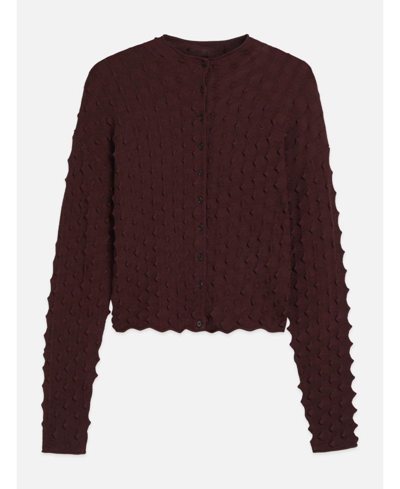 Women's Textured-Stitch Funnel-Neck Cardigan