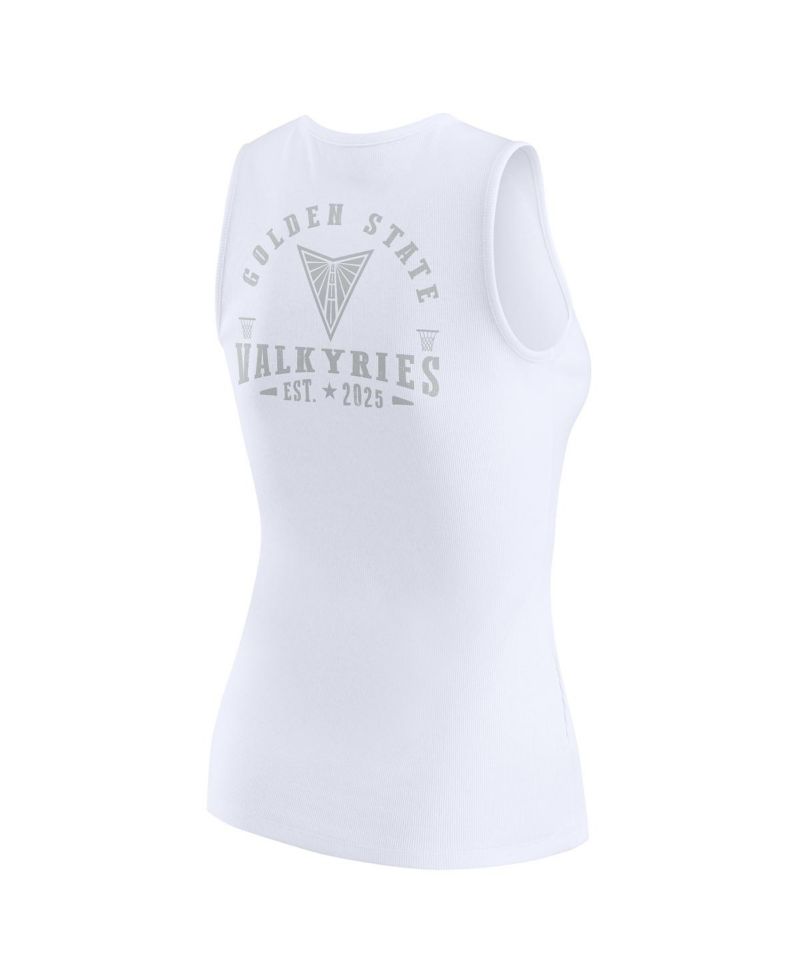 Women's White Golden State Valkyries Rib-Knit Henley Tank Top