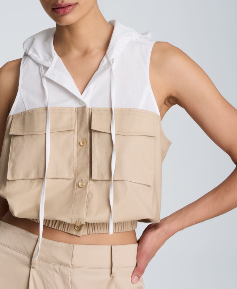 Women's Hooded Sleeveless Crop Top