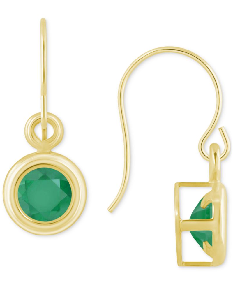 Sapphire Bezel Fish Hook Drop Earrings (3/4 ct. t.w.) in 10k Gold (Also Available in Ruby & Emerald)