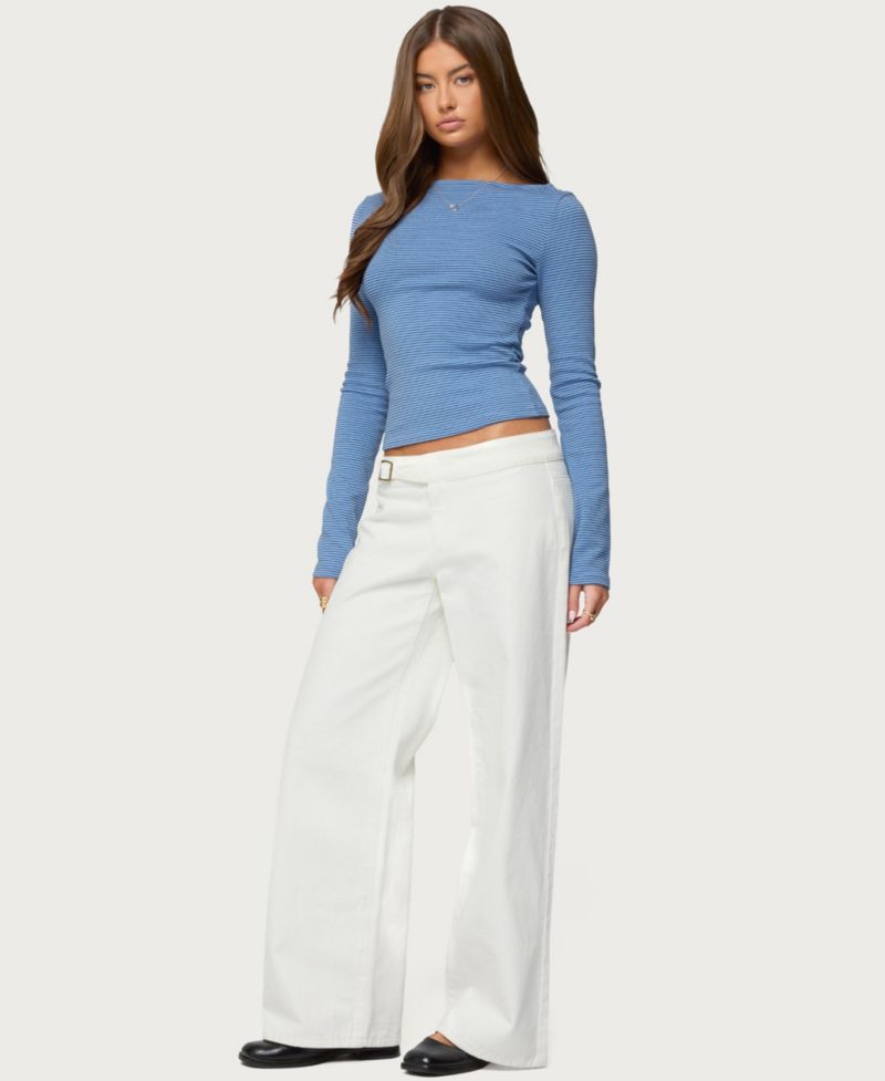 Women's Loria Striped Boat Neck Top