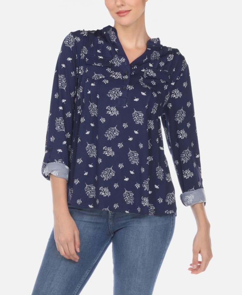 Plus Size Pleated Long Sleeve Top