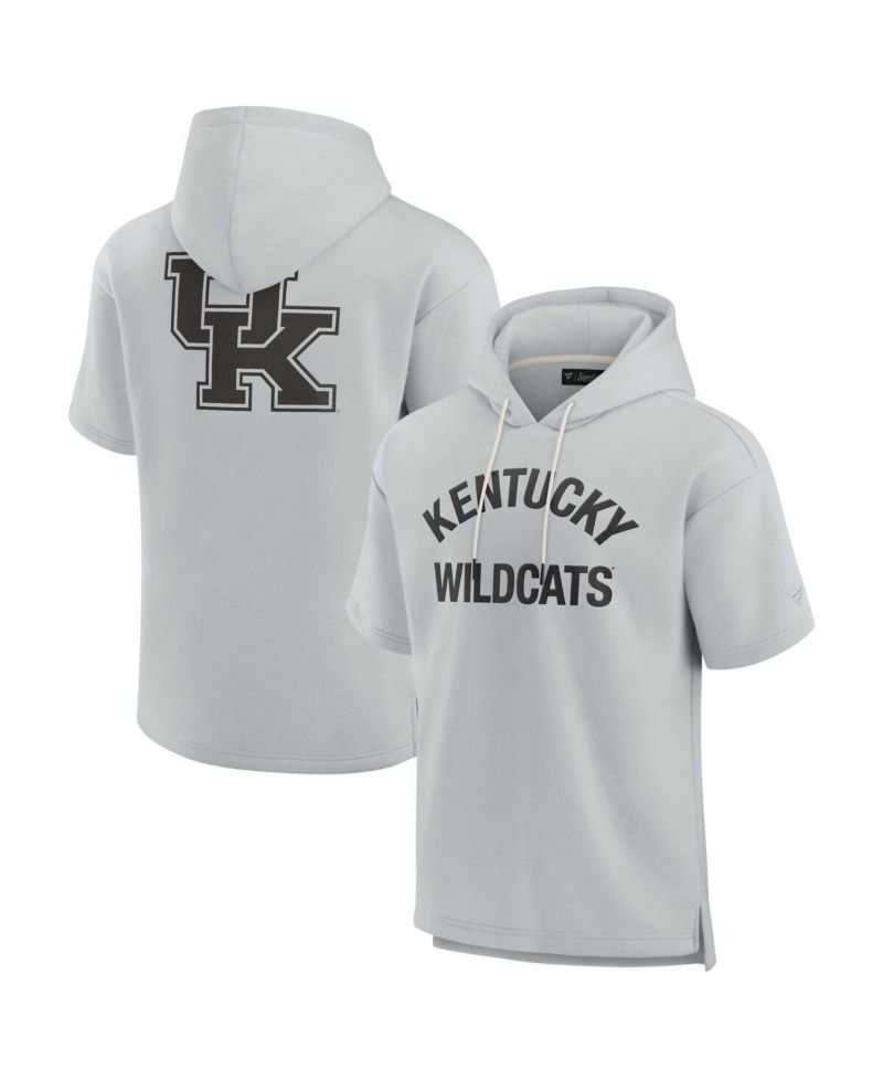 Men's and Women's Gray Kentucky Wildcats Super Soft Fleece Short Sleeve Pullover Hoodie