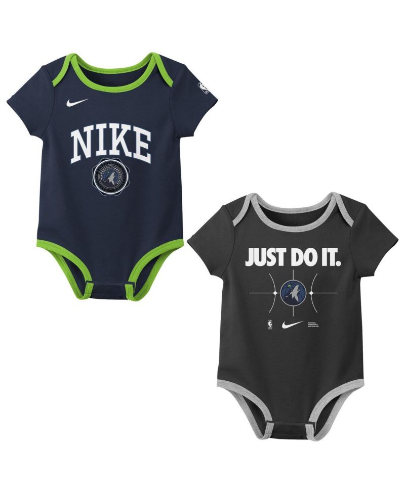 Newborn Navy/Black Minnesota Timberwolves Just Do It Bodysuit Set 2-Pack