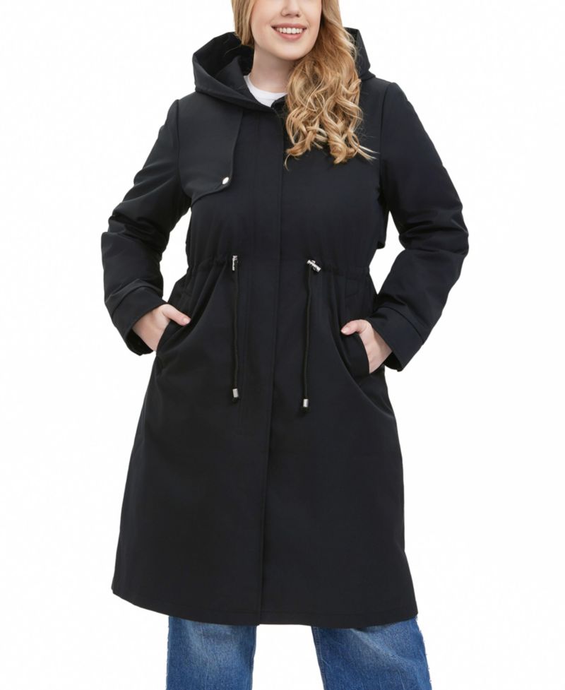 Plus Size Water-Resistant Hooded Parka Coat