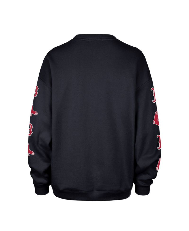 Women's Black Boston Red Sox Trendy Team Go Big Oversized Sweatshirt