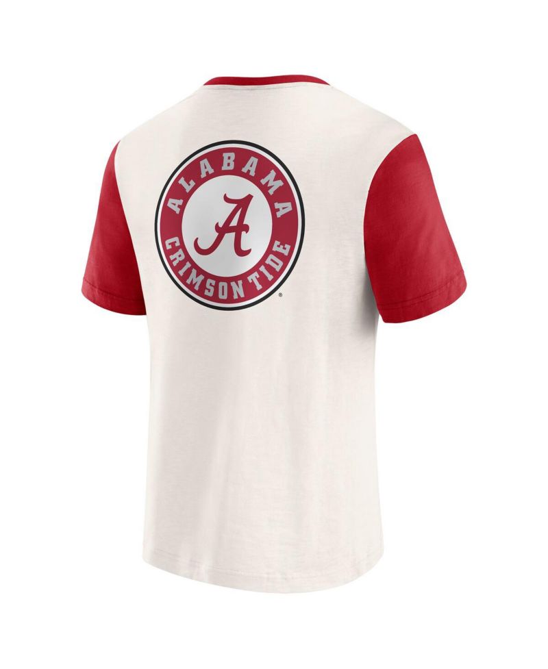 Darius Rucker Collection by Men's Cream/Crimson Alabama Crimson Tide Henley Color Block Slub T-Shirt