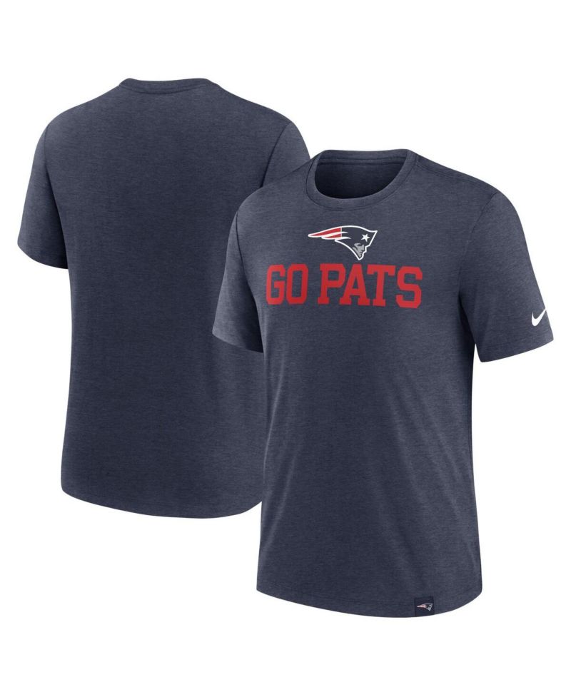 Men's Heather Navy New England Patriots Blitz Tri-Blend T-Shirt