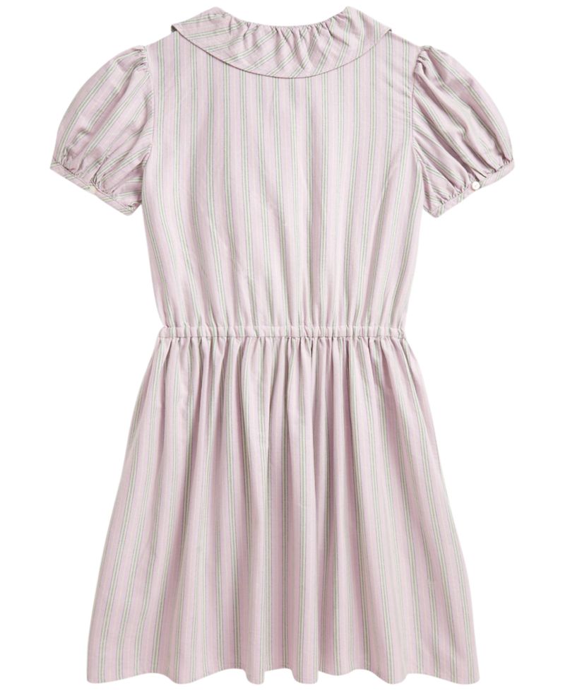Girls' 7-16 Striped Ruffled Cotton Oxford Dress