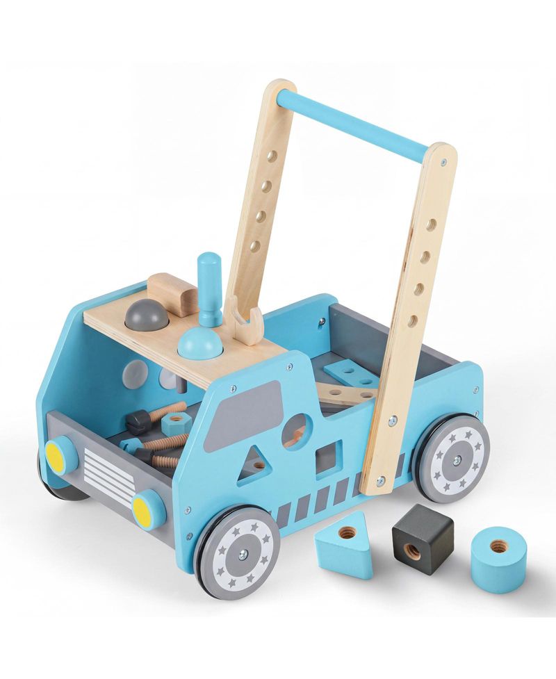 2-In-1 Montessori Wooden Baby Walker with Learning Activities