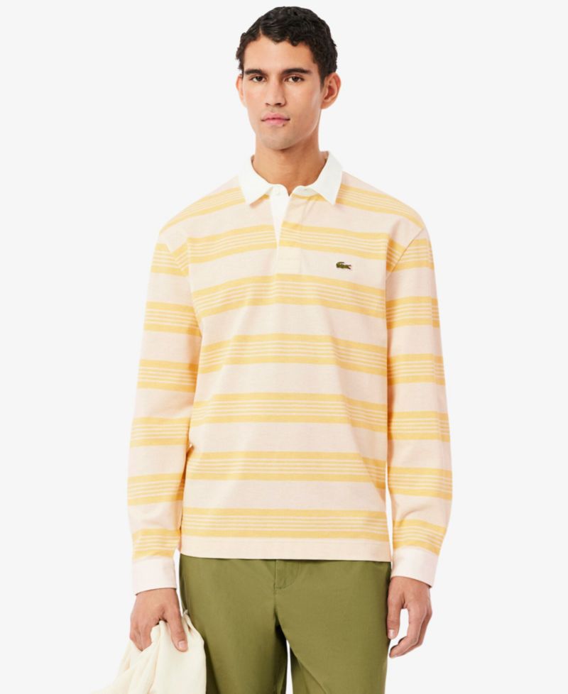 Men's Relaxed-Fit Striped Piqu Rugby Polo Shirt