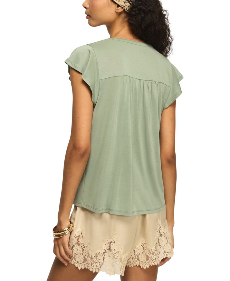 Women's Sandwash Flutter-Sleeve Button-Up Top
