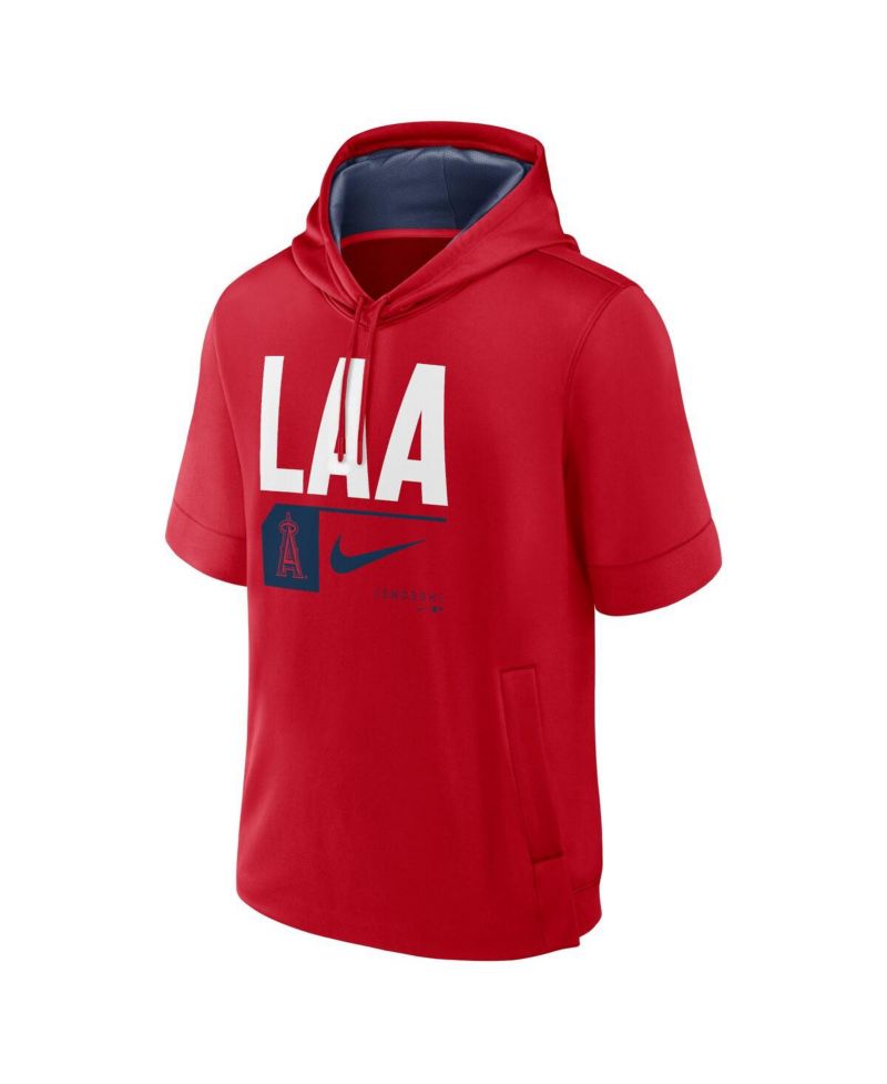 Men's Red Los Angeles Angels Tri Code Lockup Short Sleeve Pullover Hoodie