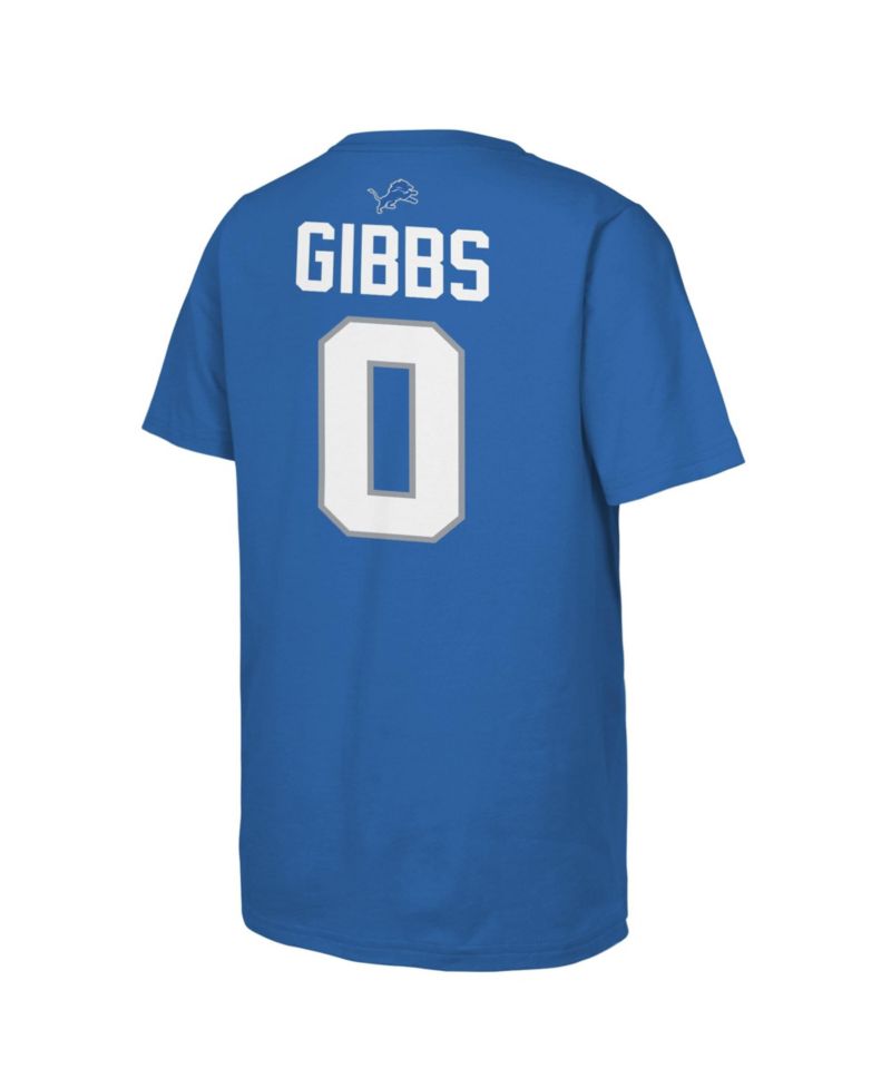 Big Boys and Girls Jahmyr Gibbs Blue Detroit Lions Name & Number T-Shirt