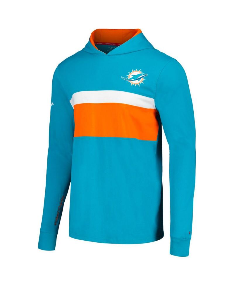 Men's Aqua Miami Dolphins Morgan Long Sleeve Hoodie T-shirt
