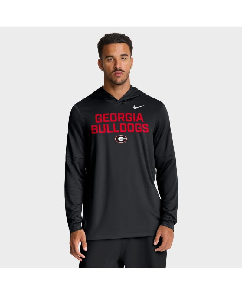 Men's Black Georgia Bulldogs 2025 Sideline Performance Long Sleeve Hoodie T-Shirt