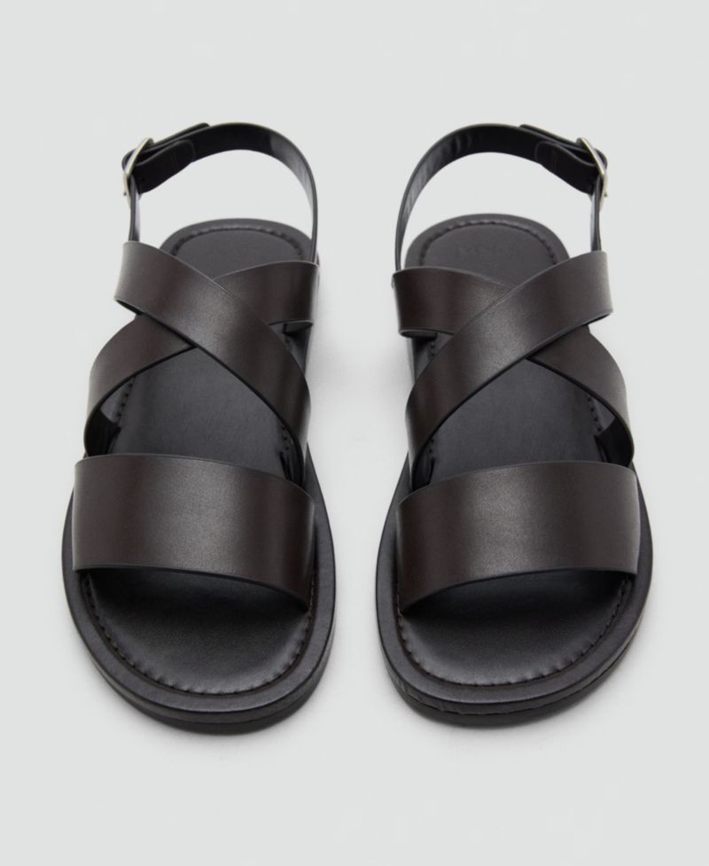 Men's Crossed Straps Leather Sandals