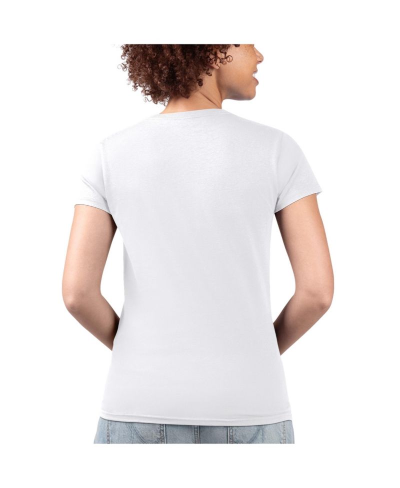 Women's White Los Angeles Dodgers Super-Slim Fit Lightweight City Graphic V-Neck T-Shirt
