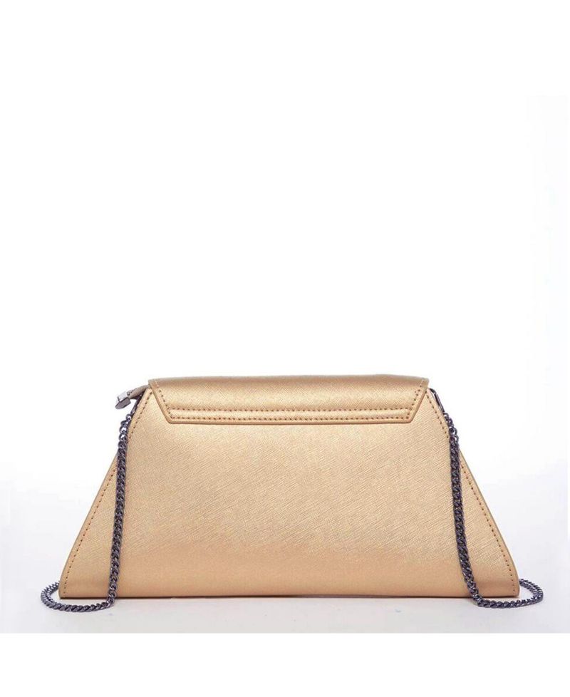 Women's Metallic Envelope Clutch Saffiano Leather Evening Bag for Women Party Wedding Crossbody with Chain Strap