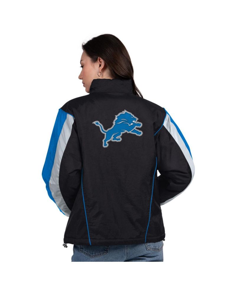 Women's Black/Blue Detroit Lions Thursday Night Gridiron Half-Zip Jacket