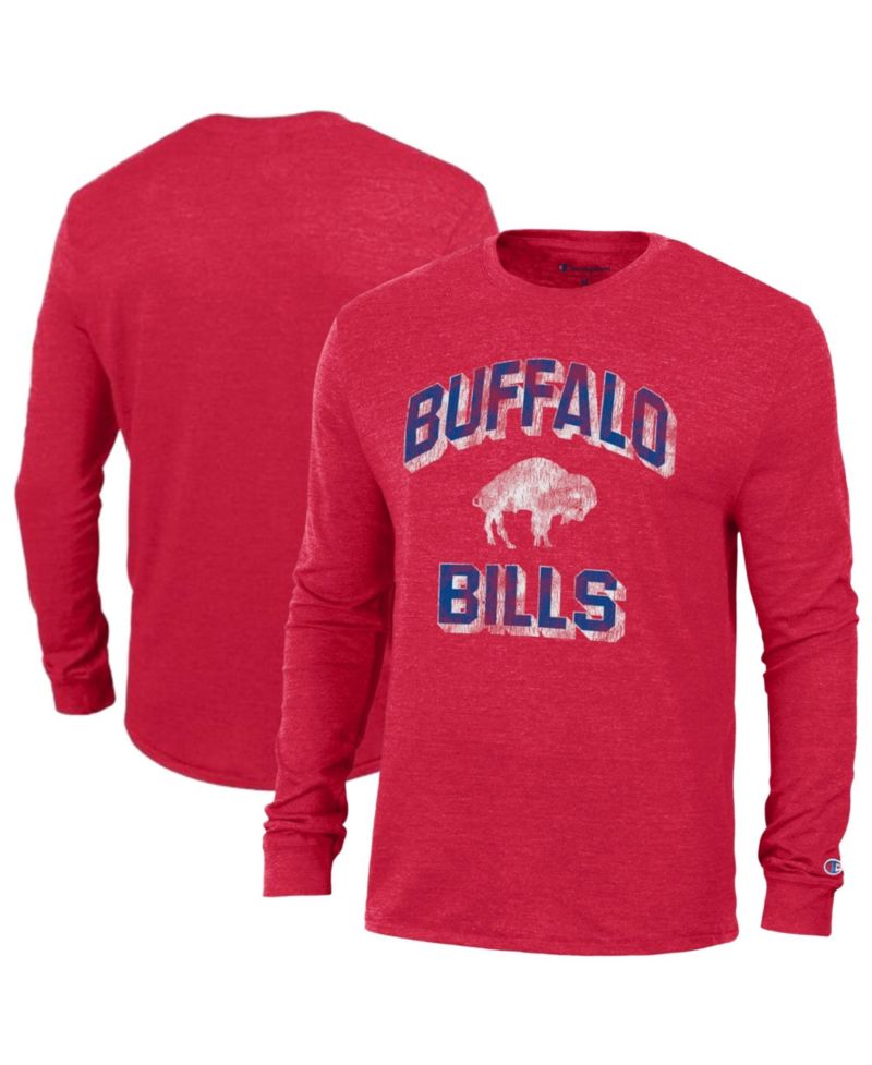 Men's Buffalo Bills Ultimate Distressed Long-Sleeve Crewneck T-Shirt