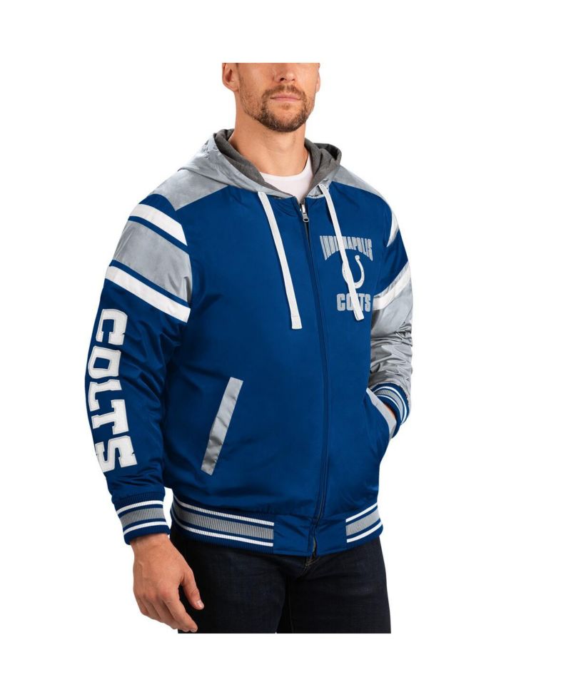 Men's Royal/Gray Indianapolis Colts Extreme Full Back Reversible Hoodie Full-Zip Jacket