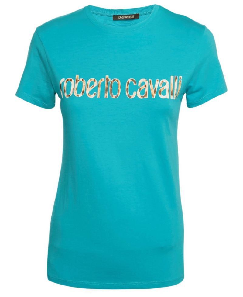 Women's Blue Logo Print Jersey T-Shirt