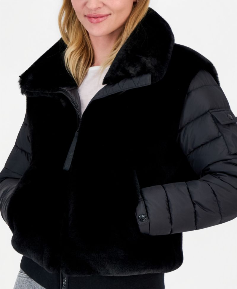 Women's Carrie Faux-Fur Puffer Mixed-Media Coat