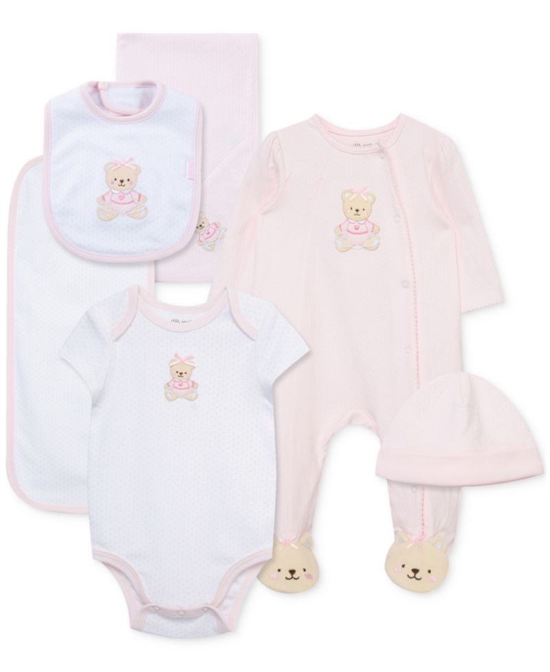 Baby Girls Sweet Bear Cotton Gift Box, 6 Piece Set
