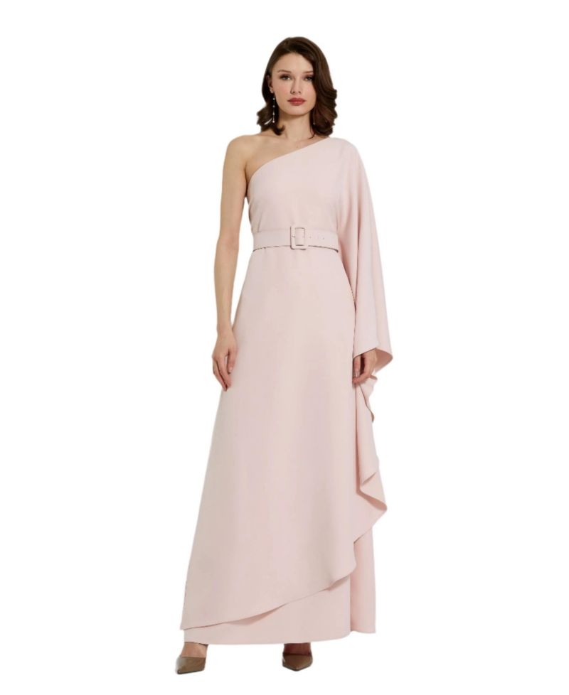 Women's Crepe One Sleeve Belted Kaftan Dress