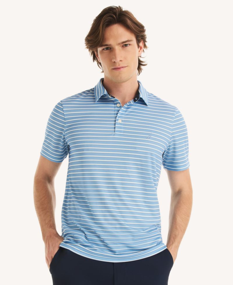 Men’s Classic-Fit Stripe Print Performance Golf Polo Shirt