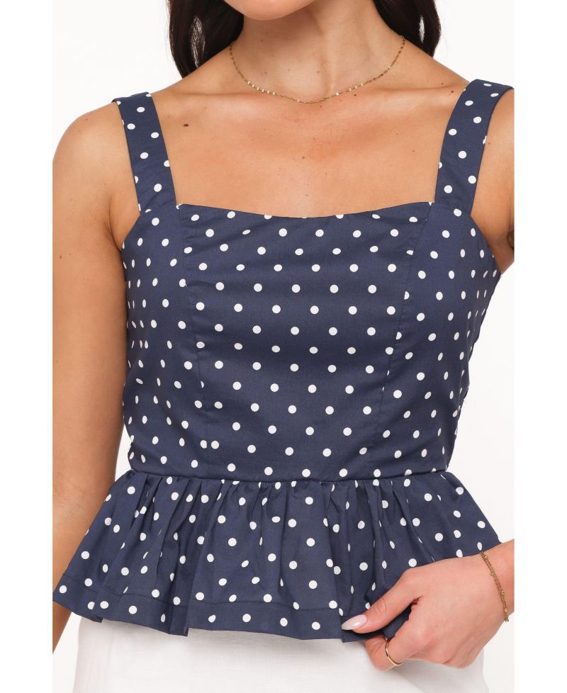 Women's Paula Square-Neck Polka-Dot Open-Tie-Back Top