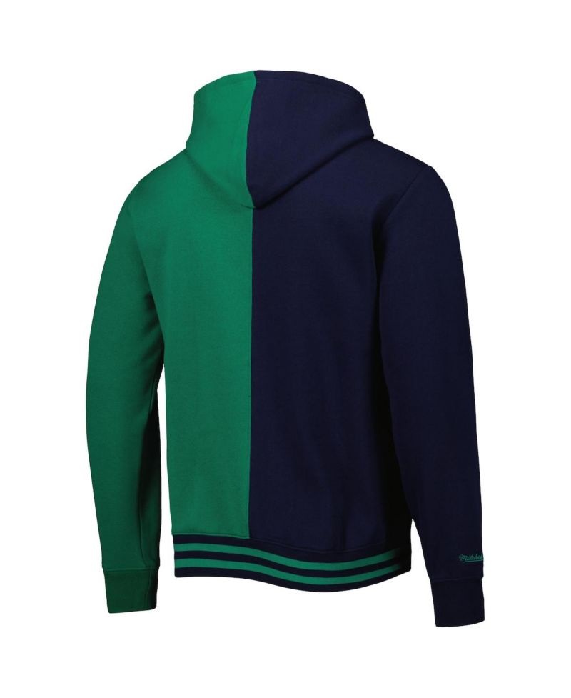 Men's Navy, Green Dallas Mavericks Hardwood Classics Split Pullover Hoodie