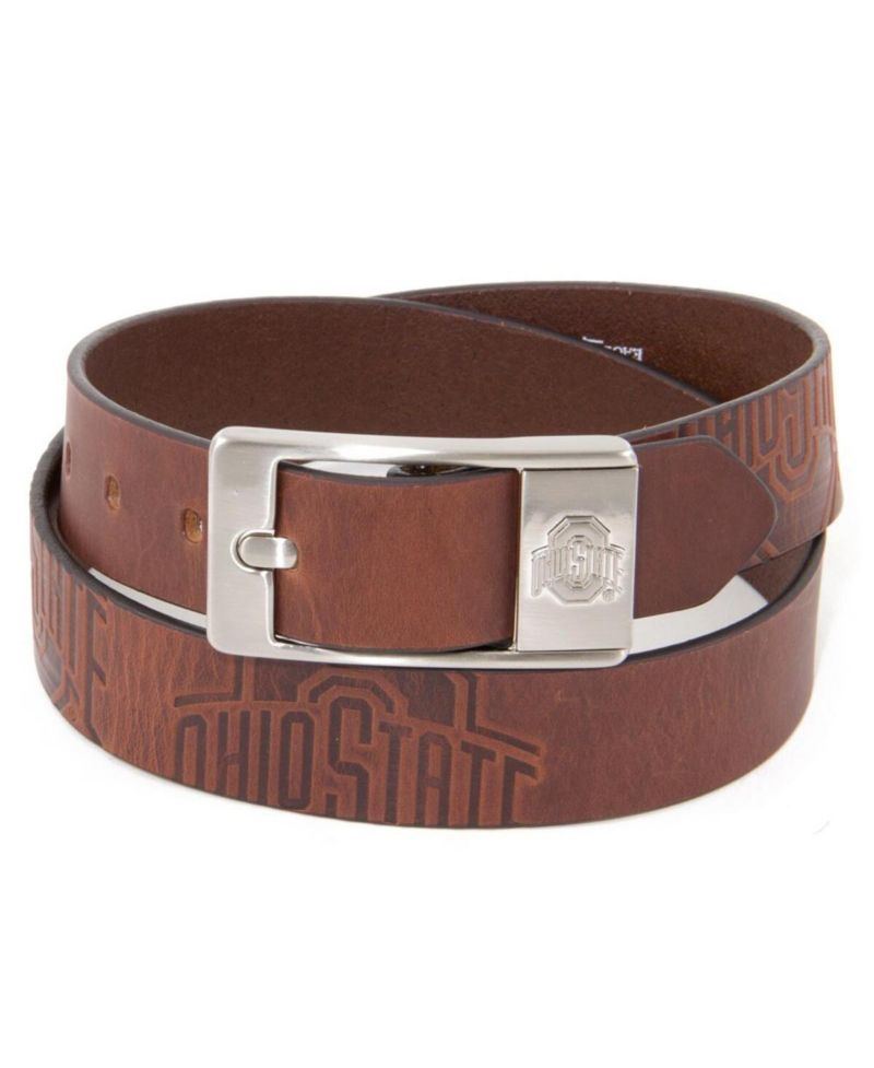 Men's Ohio State Buckeyes Brandish Leather Belt - Brown