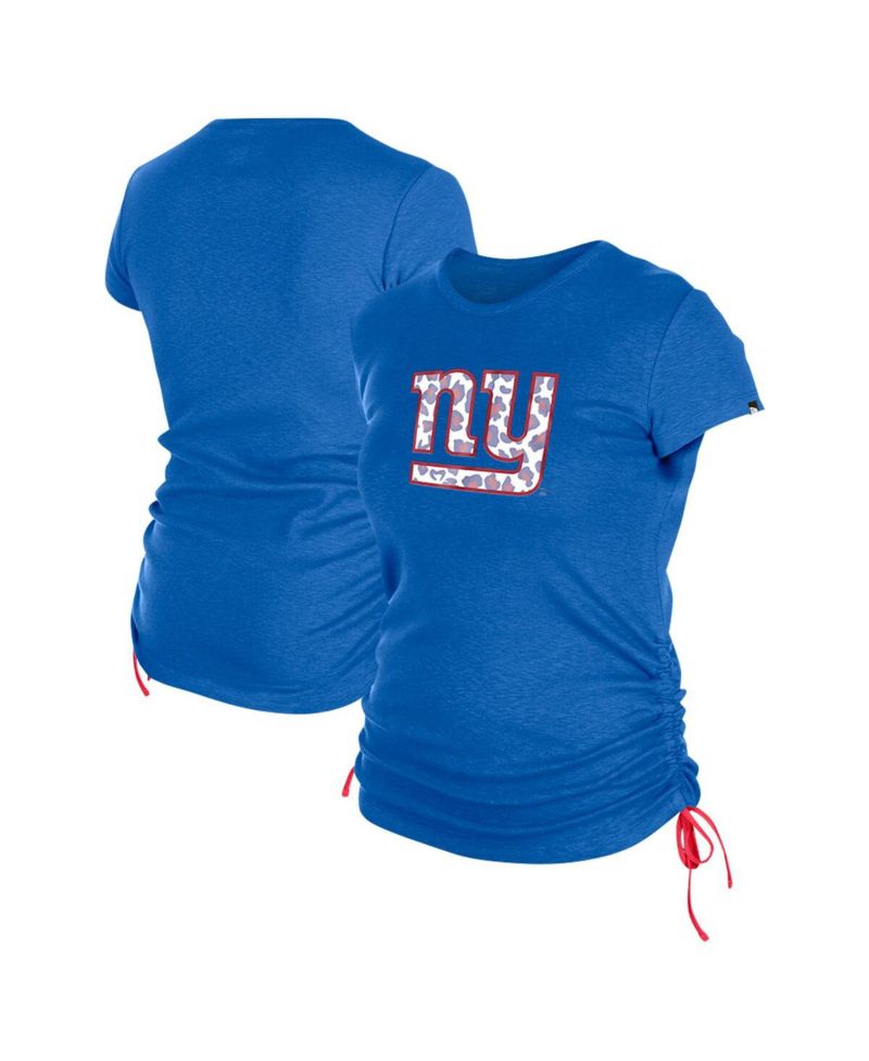 Women's Royal New York Giants Ruched Side T-Shirt