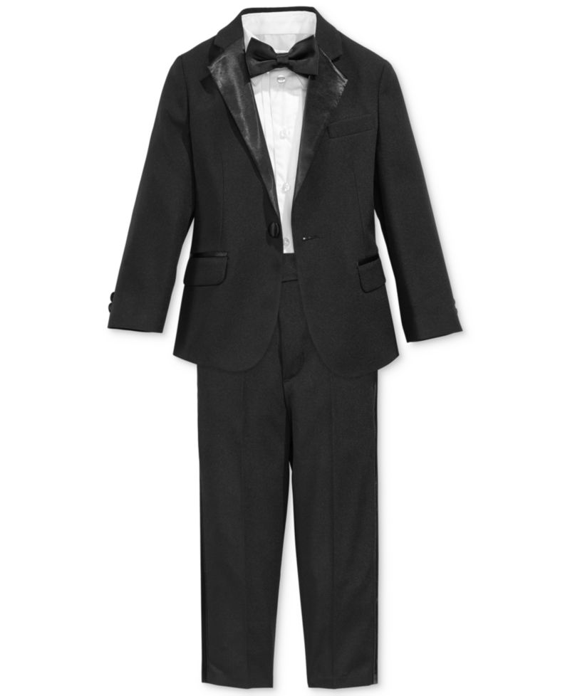 Boys' 2T-10 Tuxedo Long-Sleeve Shirt, Suit, Pants & Bowtie, 4-Piece Set