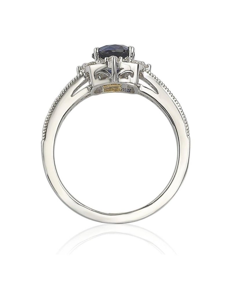 Suzy Levian Sterling Sapphire & Created Sapphire Eccentric Halo Center Stone Ring