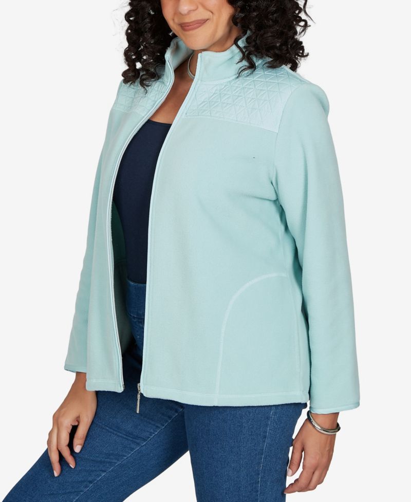 Petite Classic Quilted Zip Front Knit Jacket