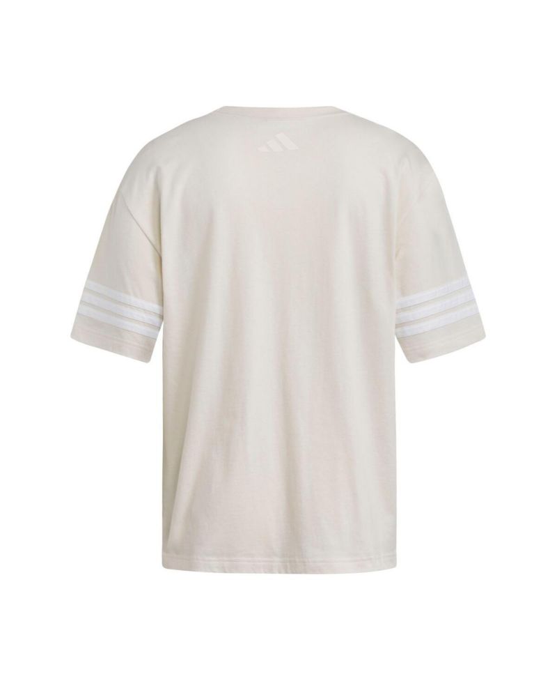 Women's Cream Miami Hurricanes Fashion Three-Stripes Oversized T-Shirt