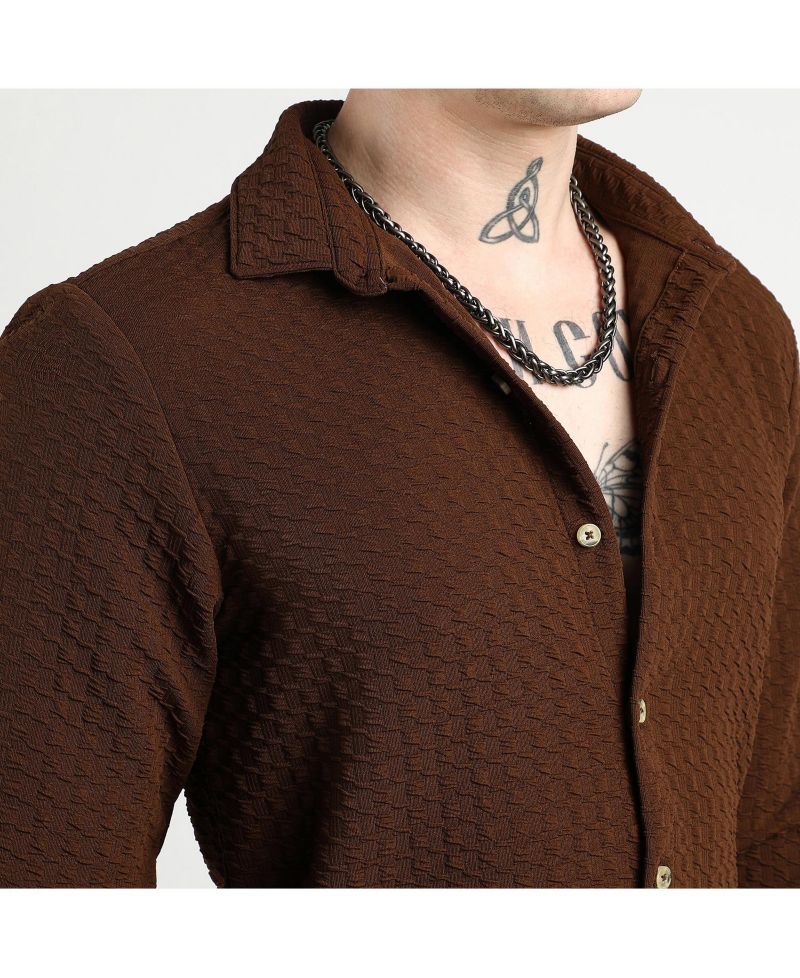 Men's Chocolate Brown Ripple Box Shirt