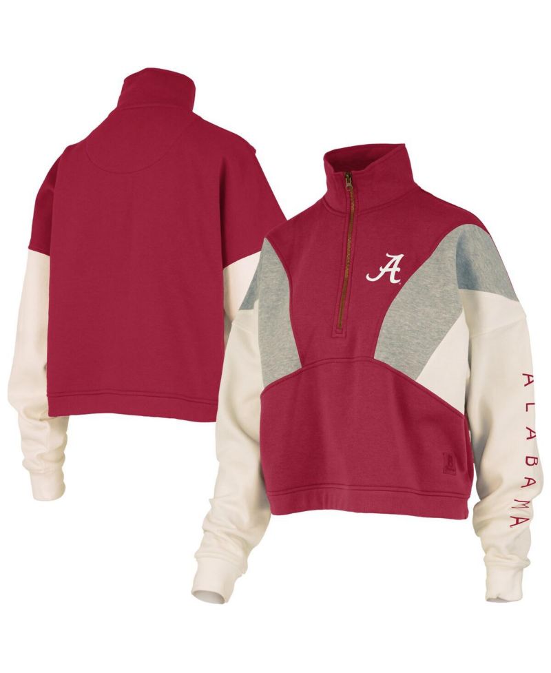 Women's Crimson Alabama Crimson Tide Ferrara Color Block Quarter-Zip Sweatshirt