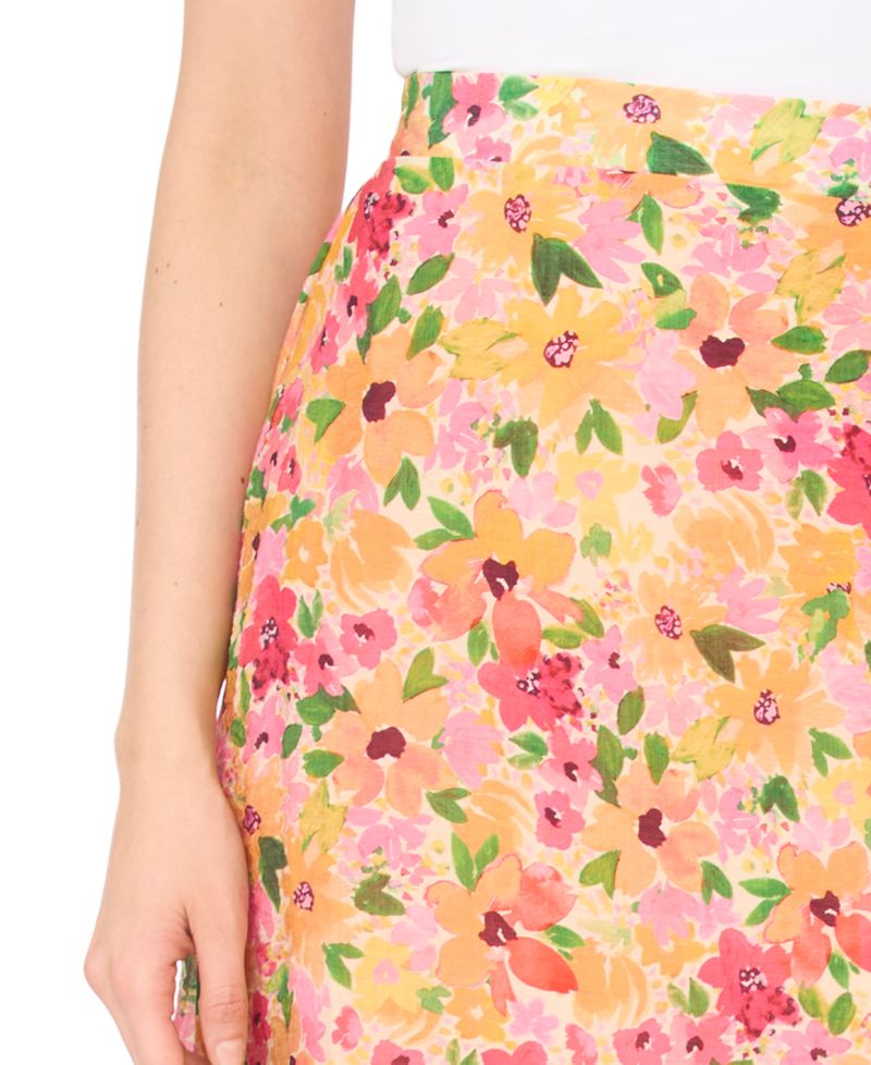 Women's Floral Ruffle Hem Midi Skirt