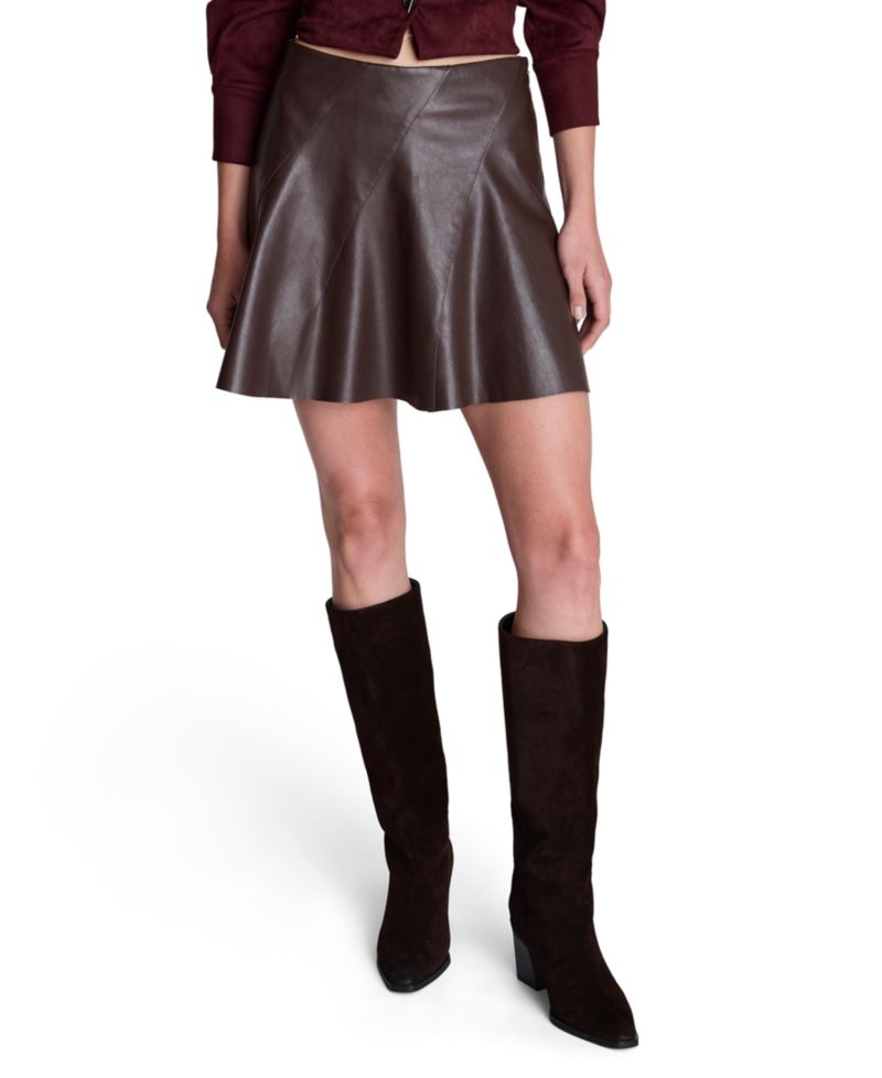 Women's Mini A-Line Faux Leather Skirt