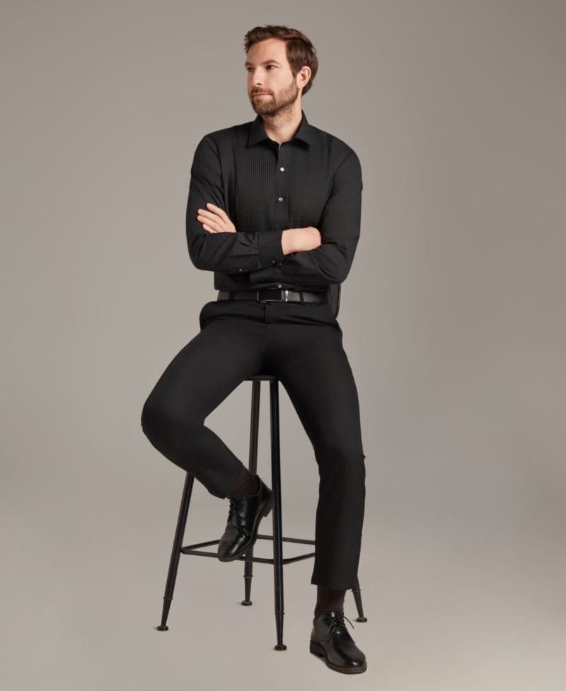 Men's Slim Fit Pleated Tuxedo Shirt