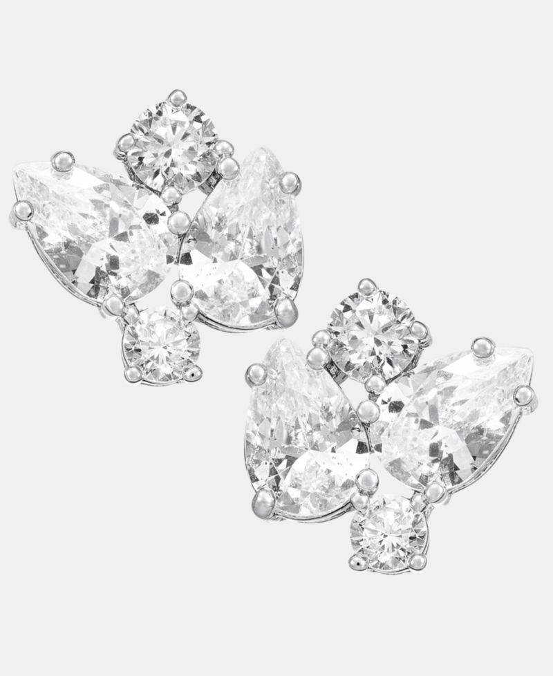 Cubic Zirconia Cluster Stud Earrings