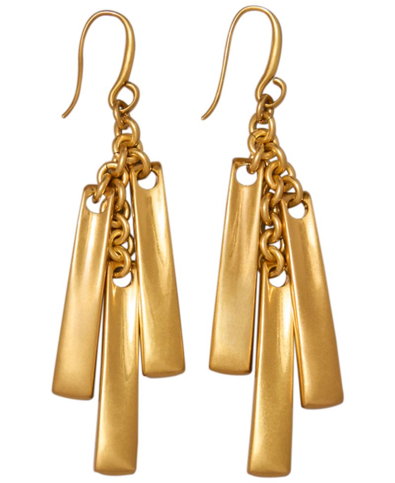 Gold-Tone Movement Drop Earrings
