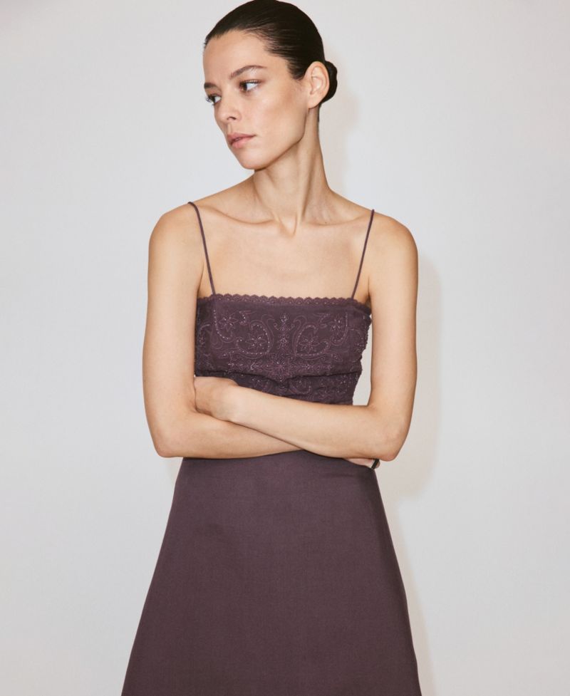 Women's Cutout Embroidered Beaded Dress
